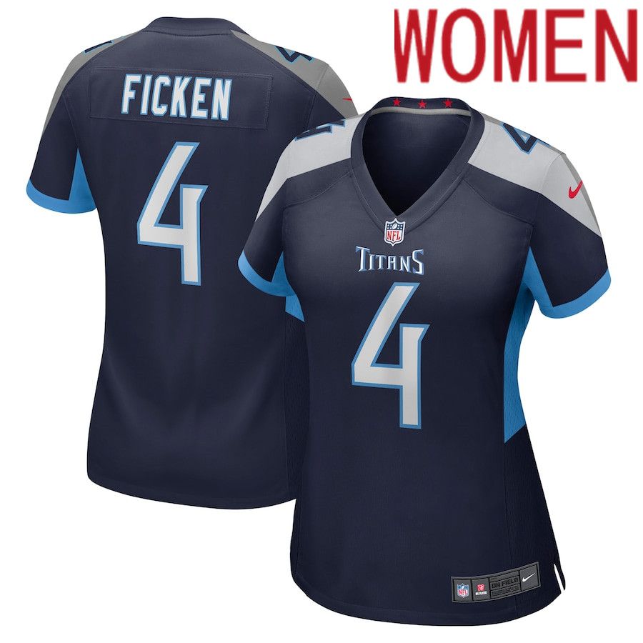 Women Tennessee Titans 4 Sam Ficken Nike Navy Game NFL Jersey